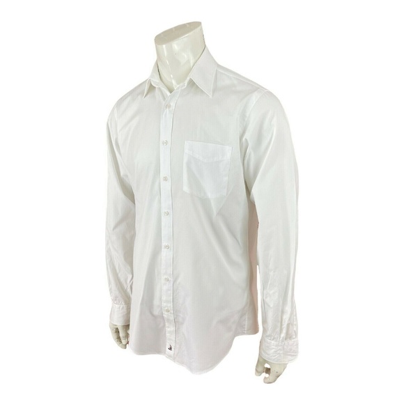 Nordstrom 2 x 2 Pinpoint Long Staple Cotton White Dress Shirt Mens 15.5 - 37 - Picture 1 of 8